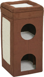 Feline Nuvo Curious Cat Cube, Foldable Cat Hideout with Toy, Bolstered Bed Top, Mushroom Diamond, Faux Fur