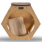 Natural Wood Cat Wall Tree Set | 2 Hexagonal Wall Condos