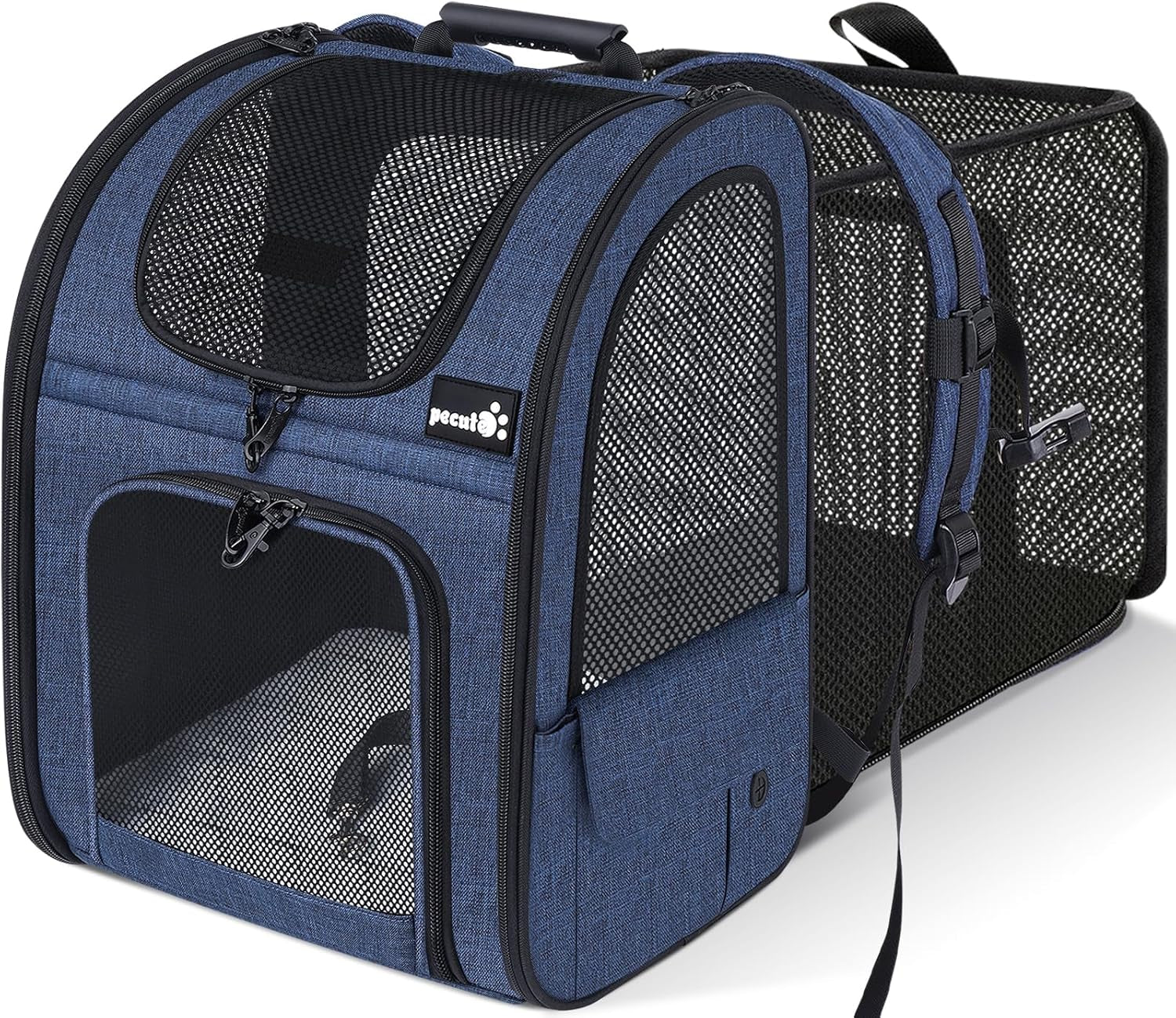 Expandable Pet Carrier Backpack – Breathable Mesh Dog & Cat Travel Bag for Hiking, Camping & Outdoor Adventures (Holds up to 17 lbs)