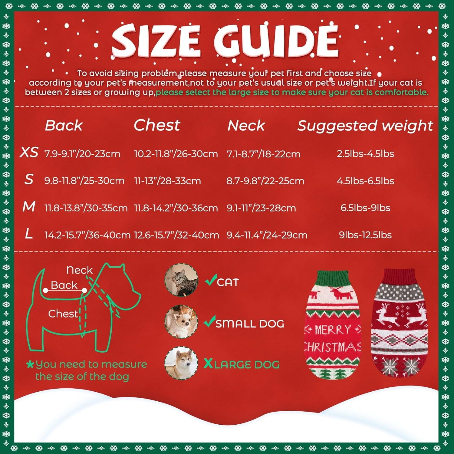 2-Pack Cat Christmas Sweaters – Warm Holiday Knitwear for Cats & Small Dogs