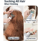 Oneisall 7-in-1 Dog Grooming Kit & Low Noise Pet Grooming Vacuum – 1.5L Large Dust Cup, 7 Professional Tools for Shedding, Hair Trimming & Home/Car Cleaning