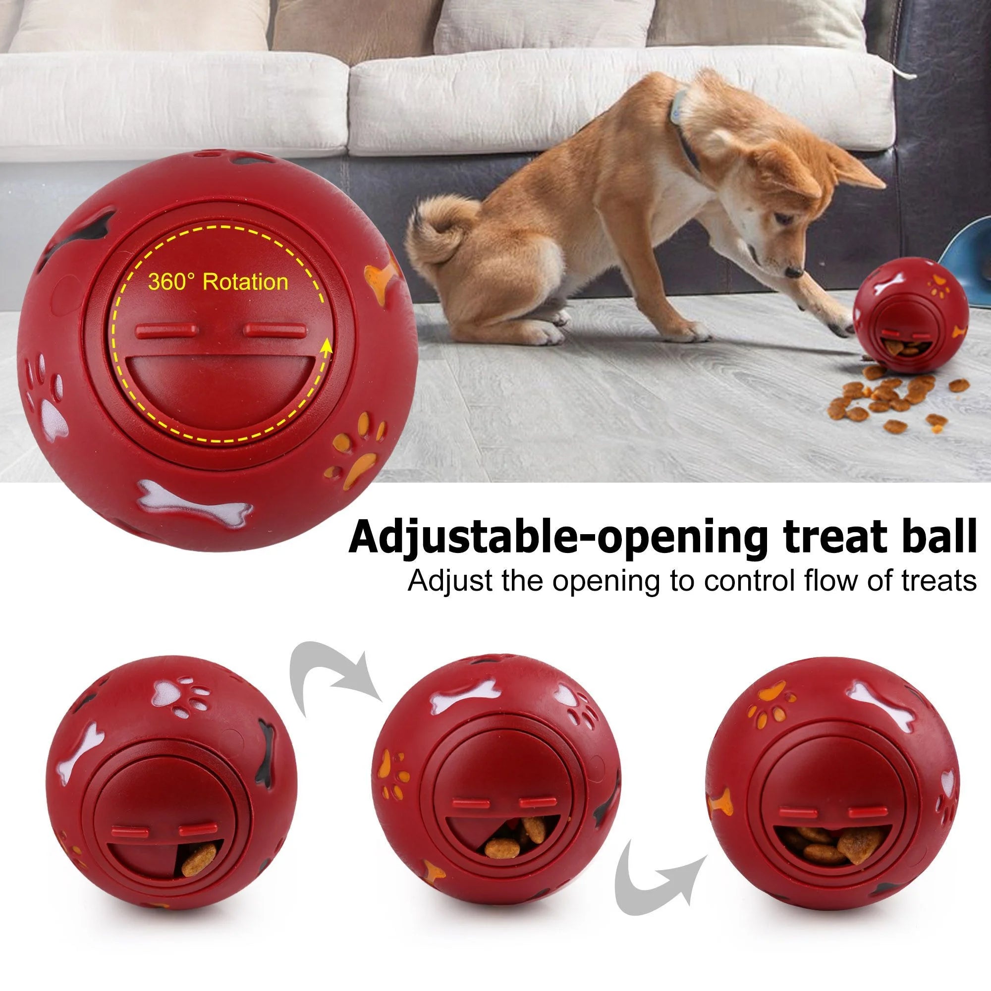 4 Pack Large Dog Treat Balls – Interactive Food Dispensing Puzzle Toys for Puppies, IQ Training, Teeth Cleaning & Chewing – Natural Rubber, Non-Toxic