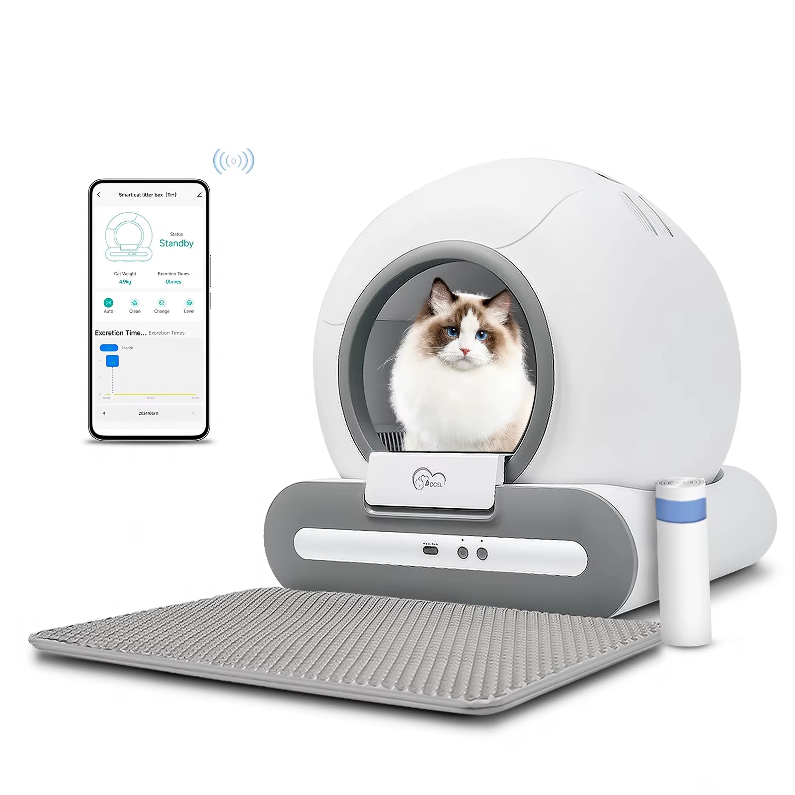 Smart Self-Cleaning Cat Litter Box - App Control for Multiple Cats