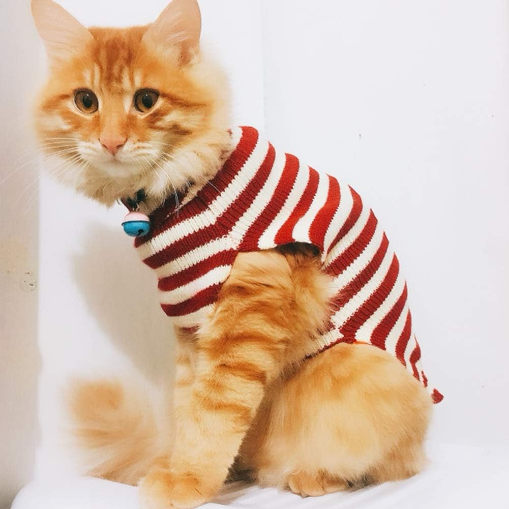 Christmas Cat Sweater – Santa Claus Knit Pet Outfit (XS–XL)