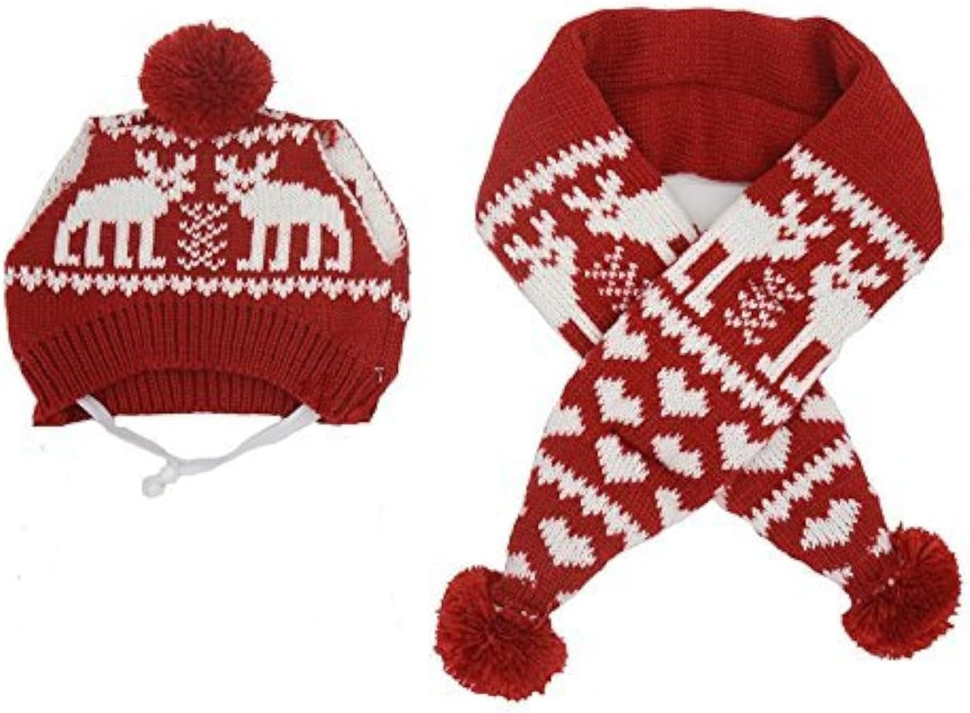 Pet Christmas Reindeer Scarf & Hat Set – Holiday Accessories for Dogs & Cats