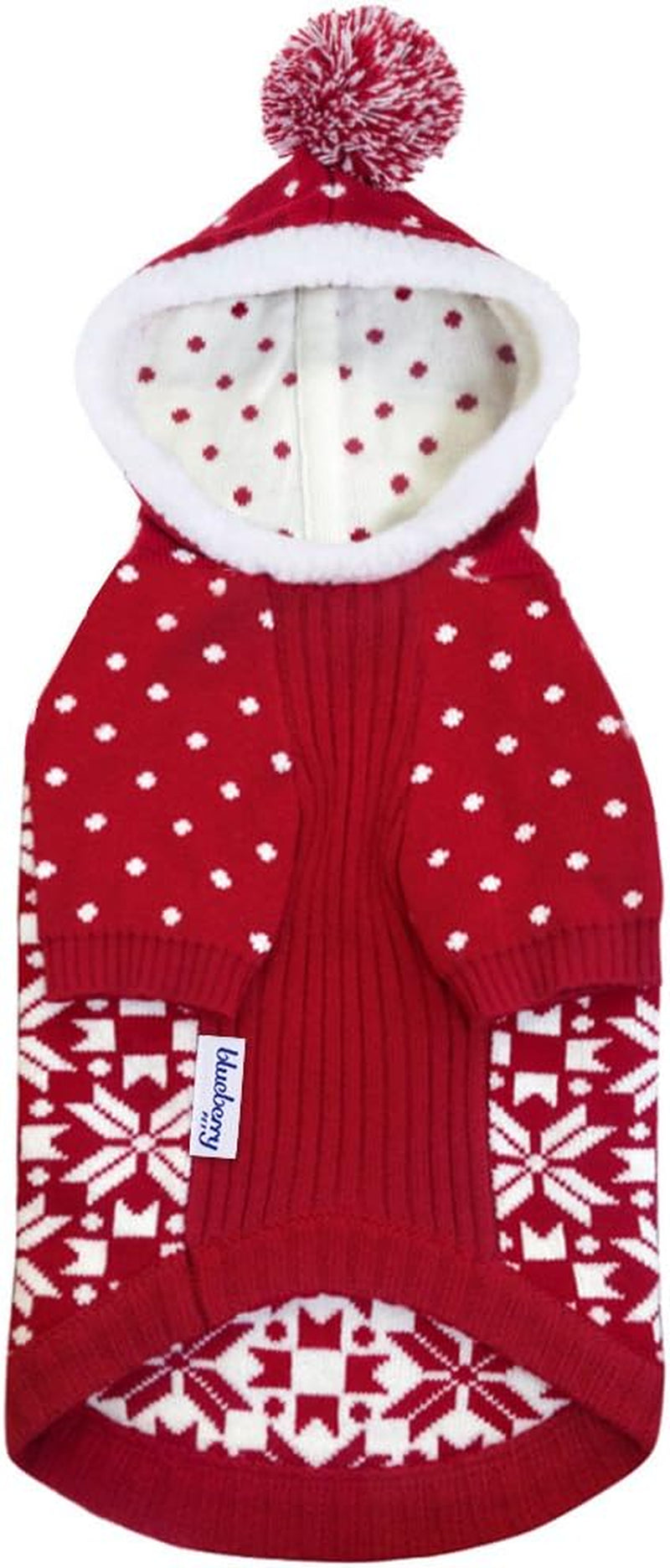 Let It Snow Dog Hoodie Sweater - Classic Red & White Pullover for Large Dogs