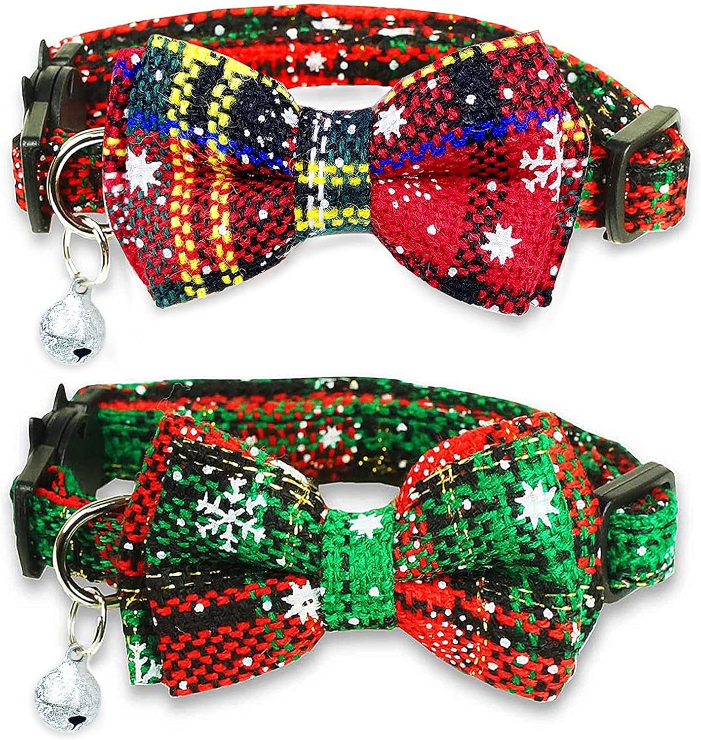 Christmas Cat Collar with Bow Tie & Bell – Holiday Buffalo Plaid Breakaway Collar for Cats & Kittens - FurriendlyPaws | Furry Friends, Happy Hearts