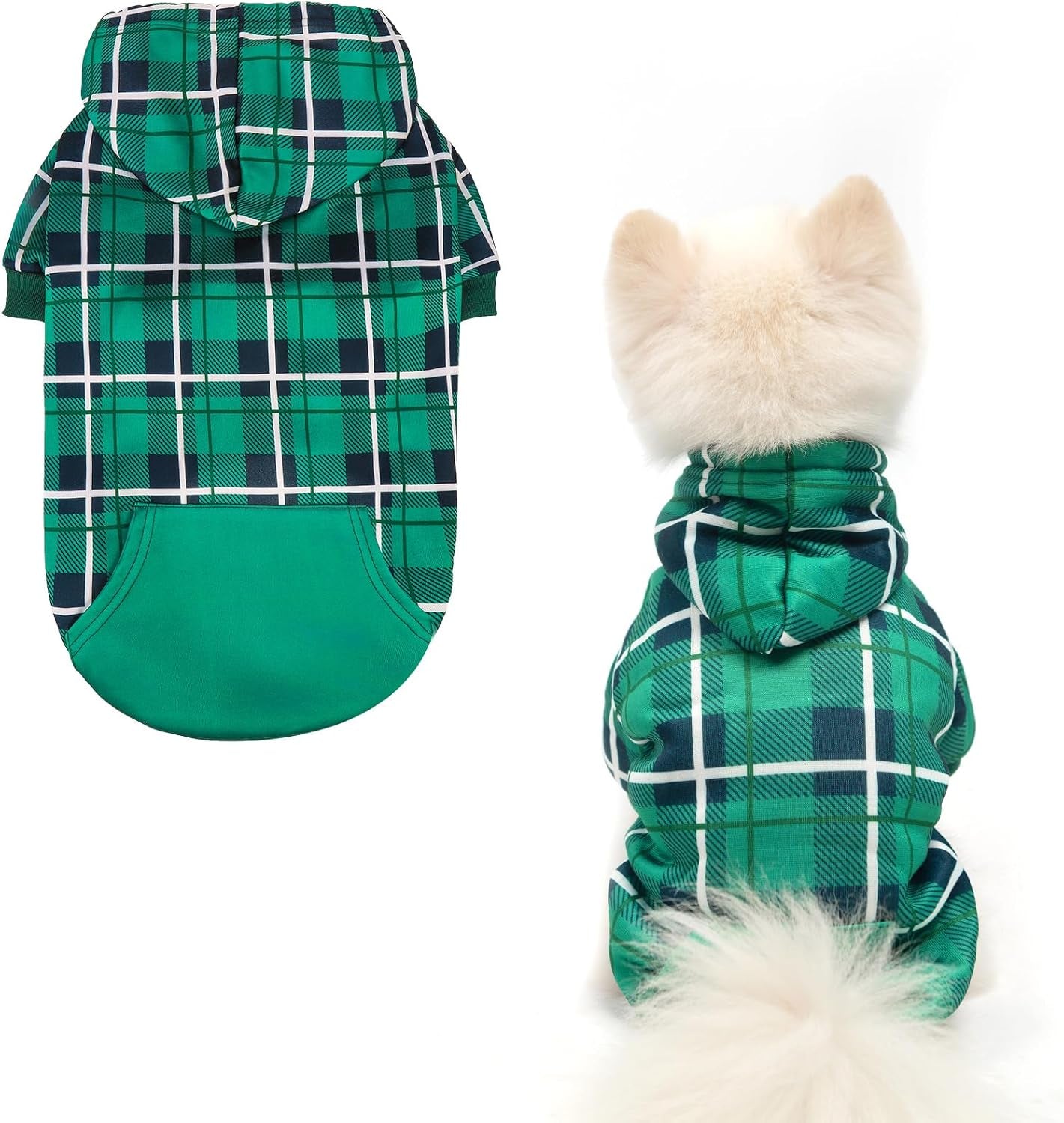 Plaid Dog Hoodie – Warm Winter Coat with Leash Hole, Stylish Sweater for Small, Medium & Large Dogs & Cats