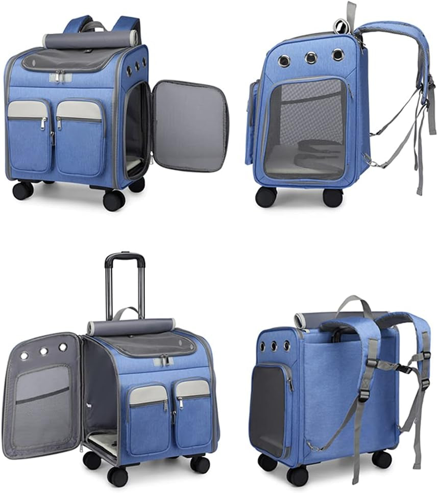 Wheeled Pet Carrier Backpack & Stroller – Travel Bag for Dogs & Cats