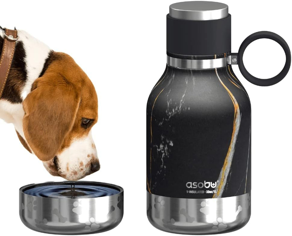 Buddy Bottle™ by Asobu – Stainless Steel Insulated Water Bottle with Removable Dog Bowl & Treat Storage
