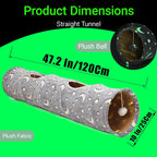 Collapsible Cat Tunnel with Plush Ball Toy – Glow-in-the-Dark Pet Play Tube for Kittens, Rabbits, Ferrets & Small Dogs, Grey Moon & Star Design