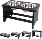 Elevated Dog Bowls with Stand – Bamboo Raised Feeder with 2 Stainless Steel Bowls