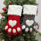 Large Dog & Cat Christmas Stockings – Plush Paw-Shaped Holiday Hanging Socks