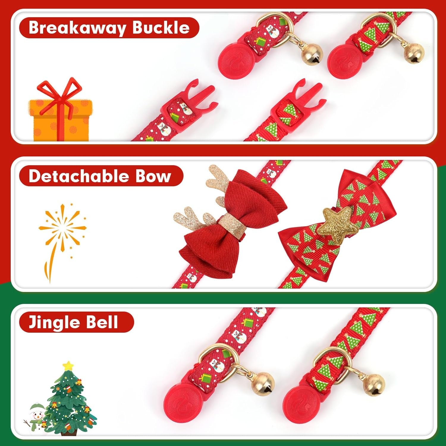 Seasonal Cat Collars 2-Pack – Breakaway Bow Ties with Bells - FurriendlyPaws | Furry Friends, Happy Hearts