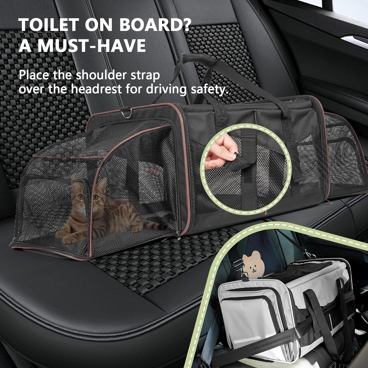 Expandable Cat Travel Carrier - Double Compartment w/ Litter Boxes