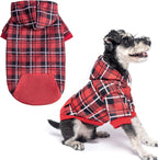Plaid Dog Hoodie – Warm Winter Coat with Leash Hole, Stylish Sweater for Small, Medium & Large Dogs & Cats