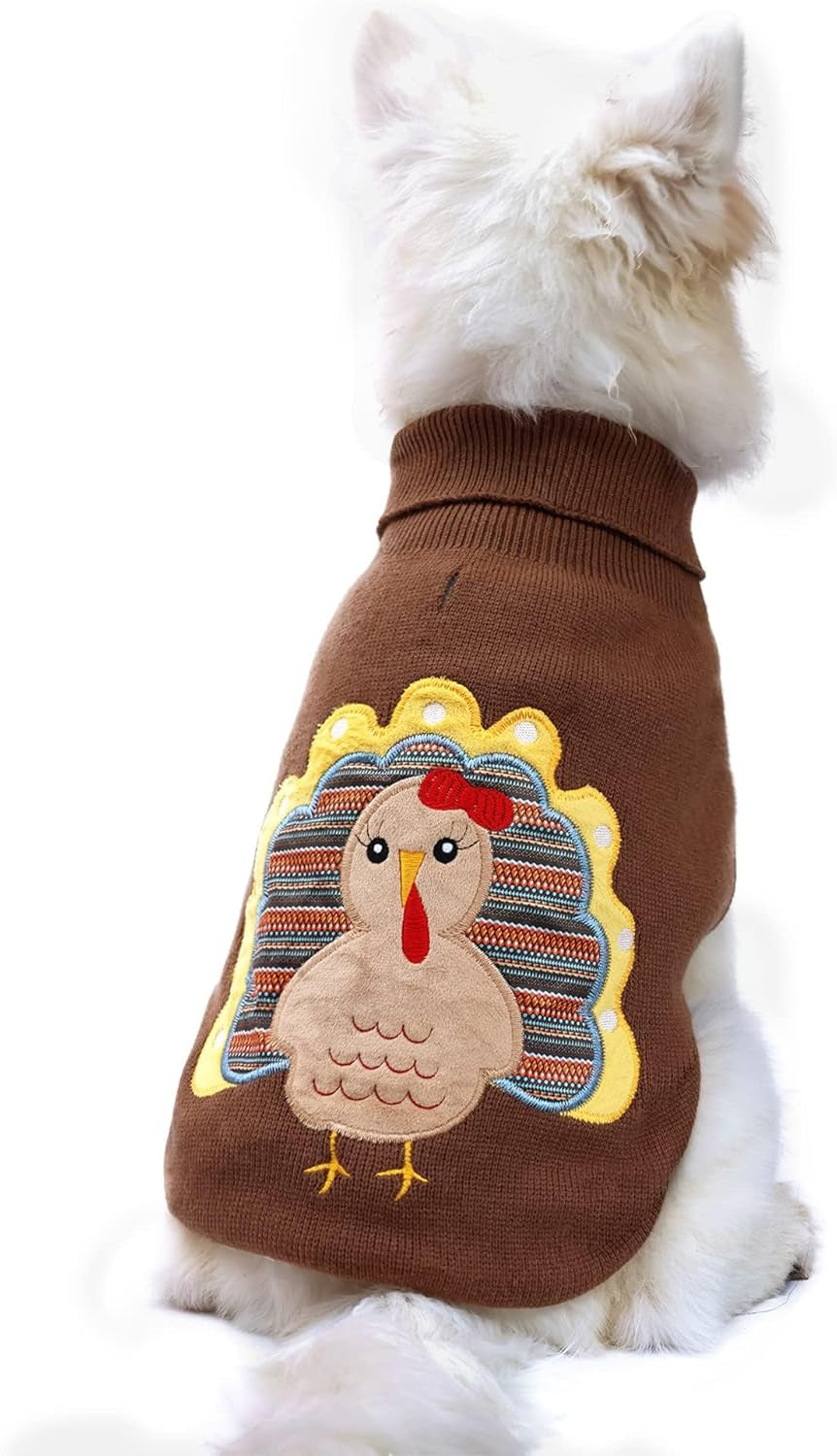 Thanksgiving Turkey Dog Sweater | Cozy Knit Fall Pet Outfit