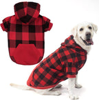 Plaid Dog Hoodie – Warm Winter Coat with Leash Hole, Stylish Sweater for Small, Medium & Large Dogs & Cats