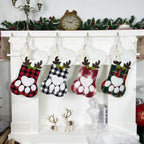 Large Dog & Cat Christmas Stockings – Plush Paw-Shaped Holiday Hanging Socks