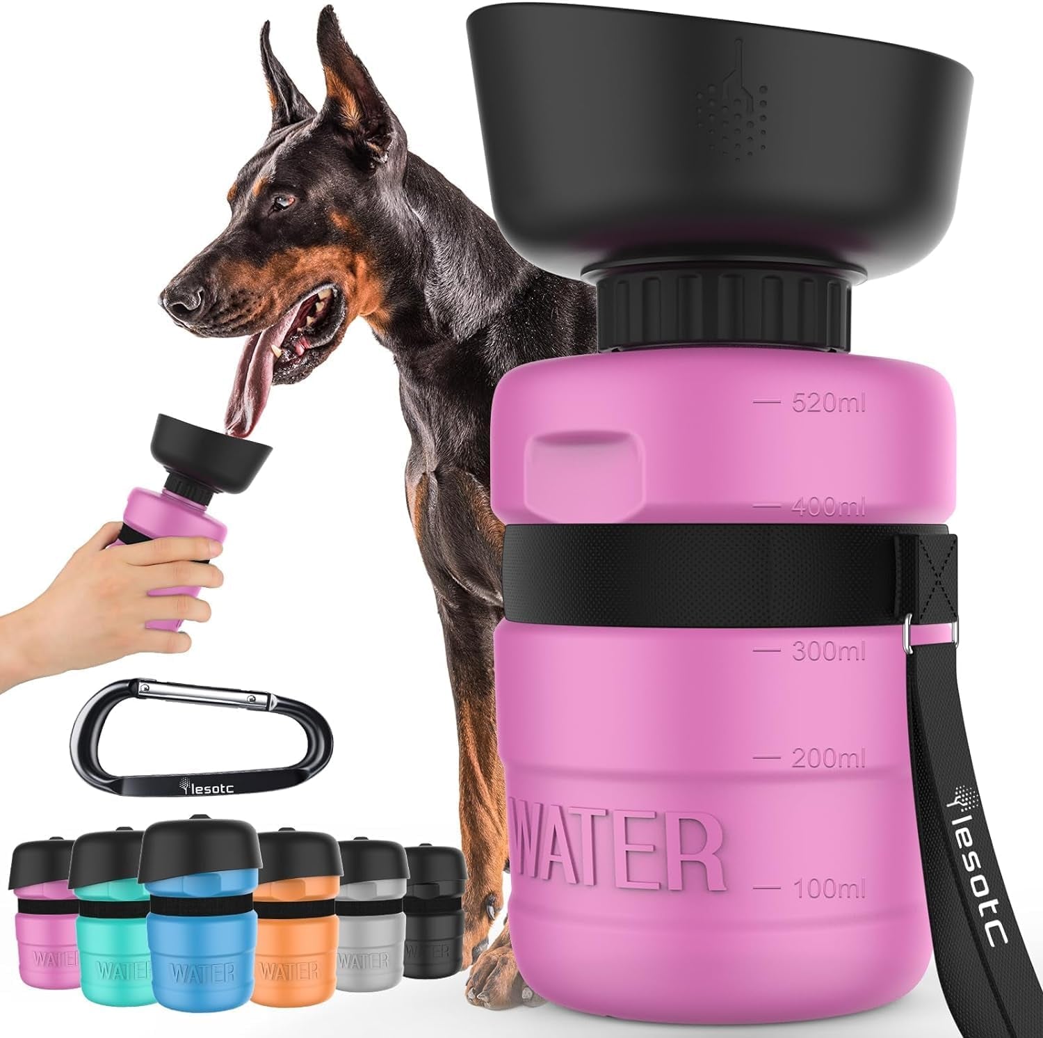 Portable Dog Water Bottle with Built-In Bowl – Leak-Proof, BPA-Free Travel Dispenser for Walks, Hiking & Outdoor Adventures