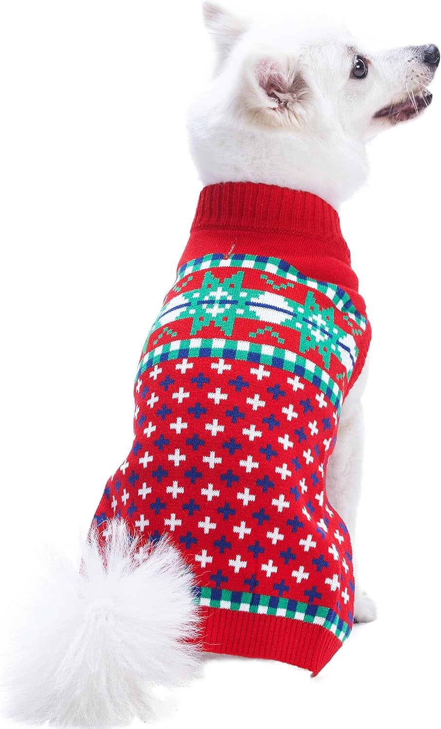 Let It Snow Dog Hoodie Sweater - Classic Red & White Pullover for Large Dogs