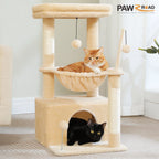 Cat Tree 33" Cactus Cat Tower – Multi-Level Scratching Post with Hammock, Condo & Large Perch for Medium Indoor Cats