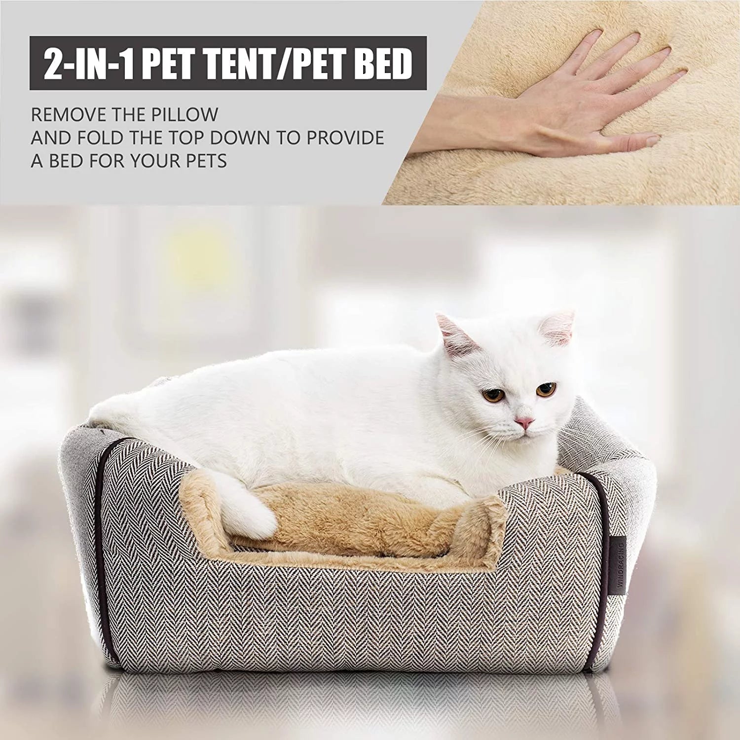 Cat Cave Bed – Indoor Cat House with Washable Cushion & Tent Design - FurriendlyPaws | Furry Friends, Happy Hearts