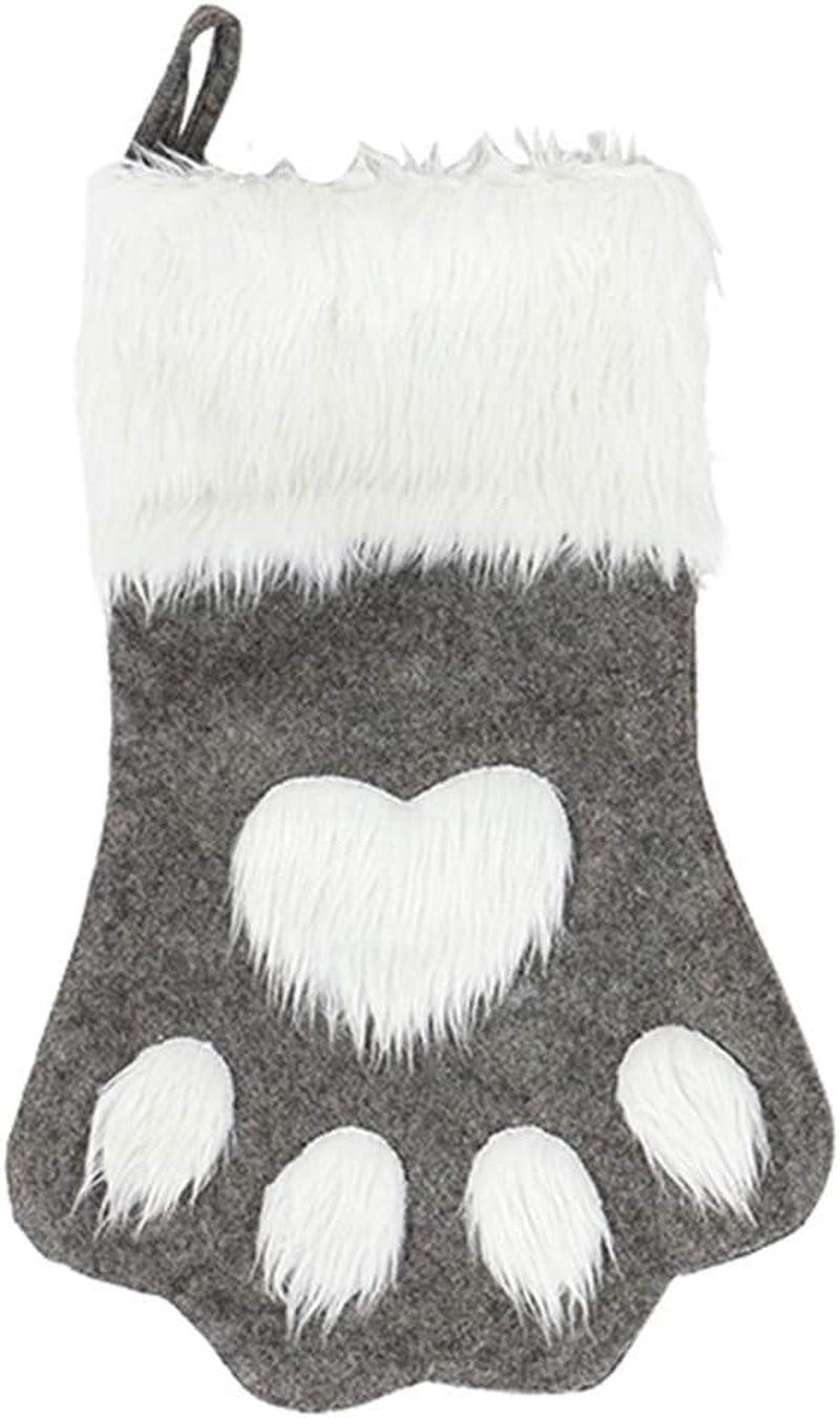 Large Dog & Cat Christmas Stockings – Plush Paw-Shaped Holiday Hanging Socks
