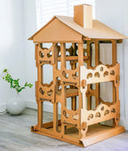 Feline Chateau Cat House – 4-Level Cardboard Tower with Scratch Pads