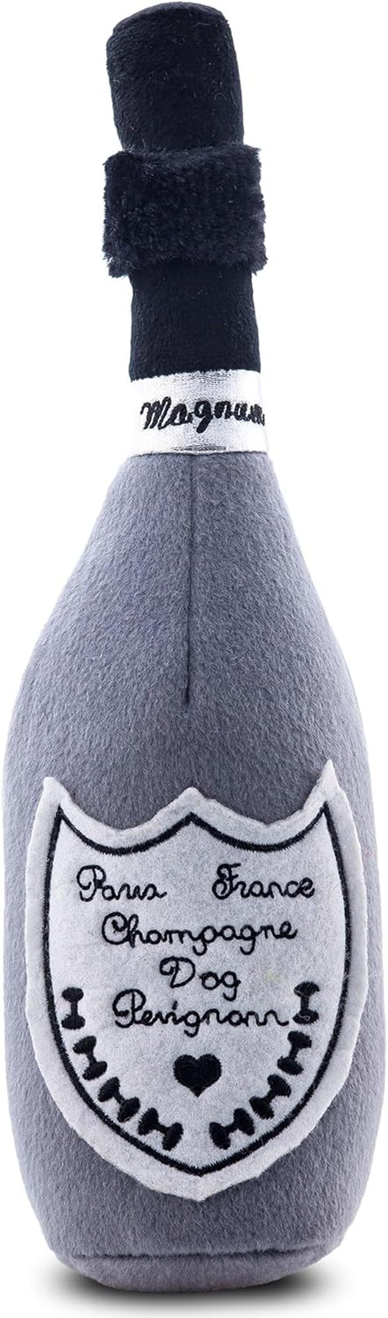 LaBarka Pawsecco Plush Dog Toy – Funny Designer Parody Toy with Squeaker for All Breeds, Soft, Stylish & Machine-Washable