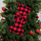 2 Pack Large Dog Christmas Stockings – Red & Black Plaid Bone-Shaped for Pets
