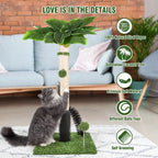 Cat Post 38" – Tall Cat Scratching Post for Indoor Cats with Dangling Ball & Spring Toy (Green)