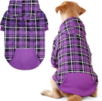 Plaid Dog Hoodie – Warm Winter Coat with Leash Hole, Stylish Sweater for Small, Medium & Large Dogs & Cats