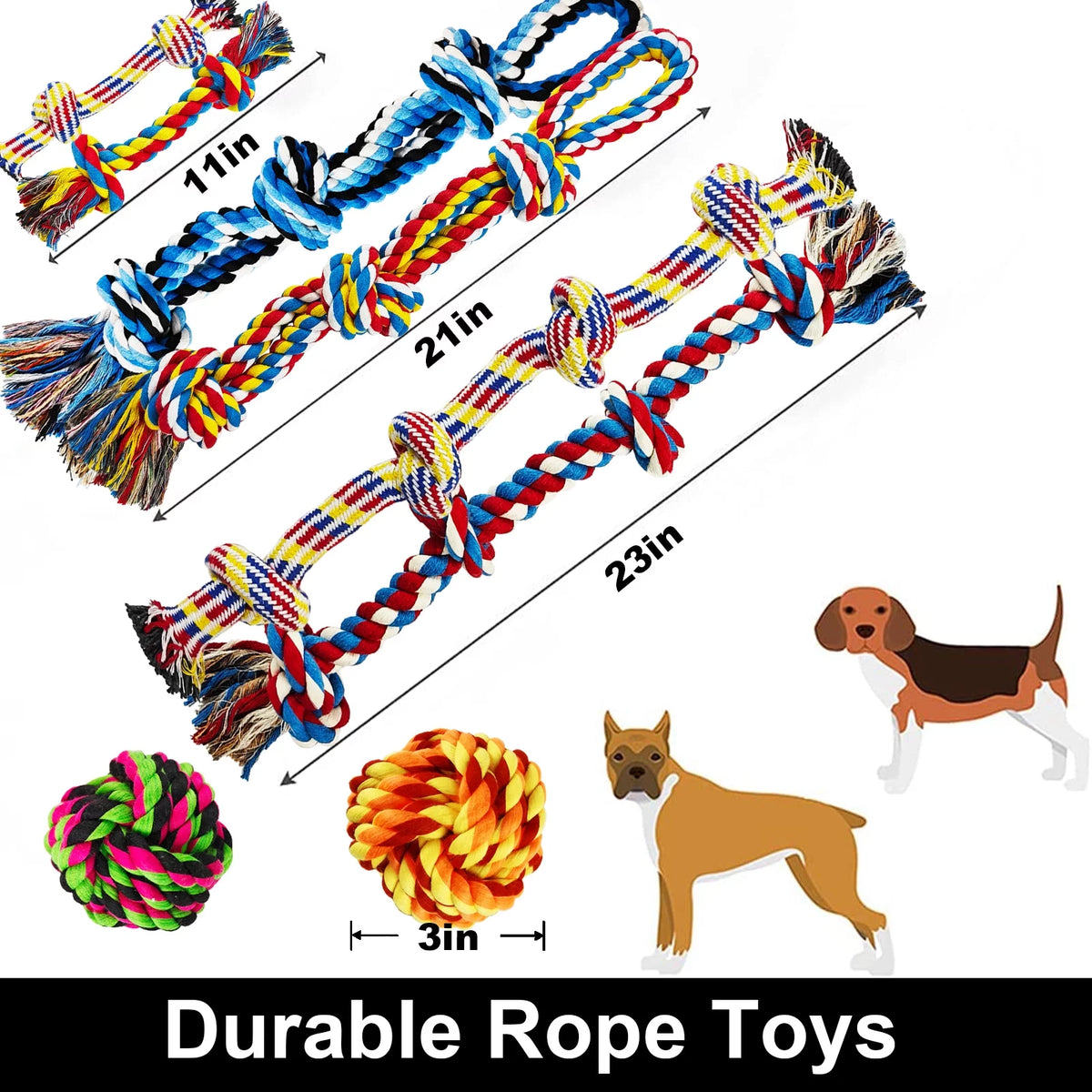 Gaint Rope 12 Pack Dog Rope Toys for Aggressive Chewers – Indestructible Cotton ...