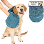 Dirty Dog Shammy – Super Absorbent Dog Drying Towel with Dual Hand Pockets & Elastic | Fast-Drying Plush Microfiber, Machine Washable, 31"x13"