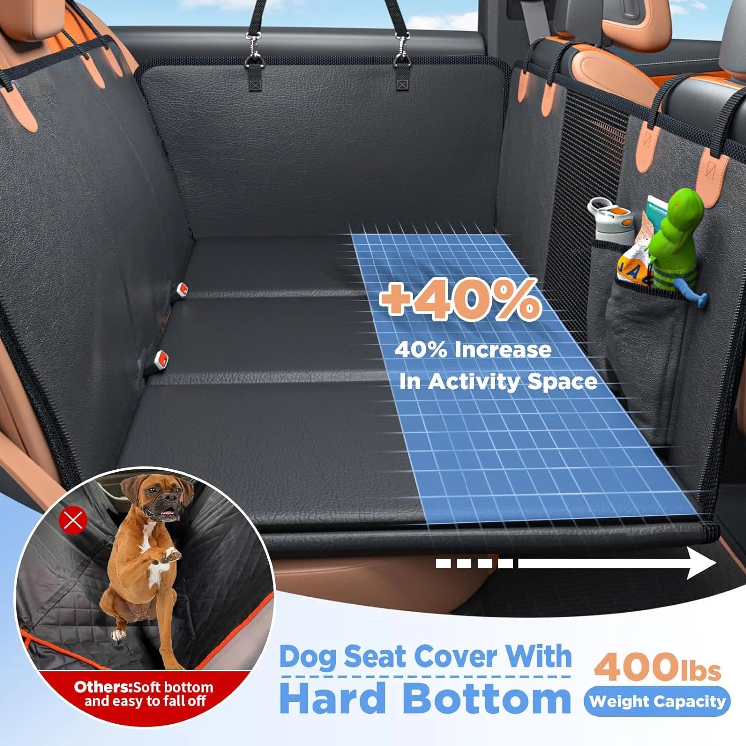 Dog Car Seat Extender - Waterproof, Hard Bottom, Anti-Scratch