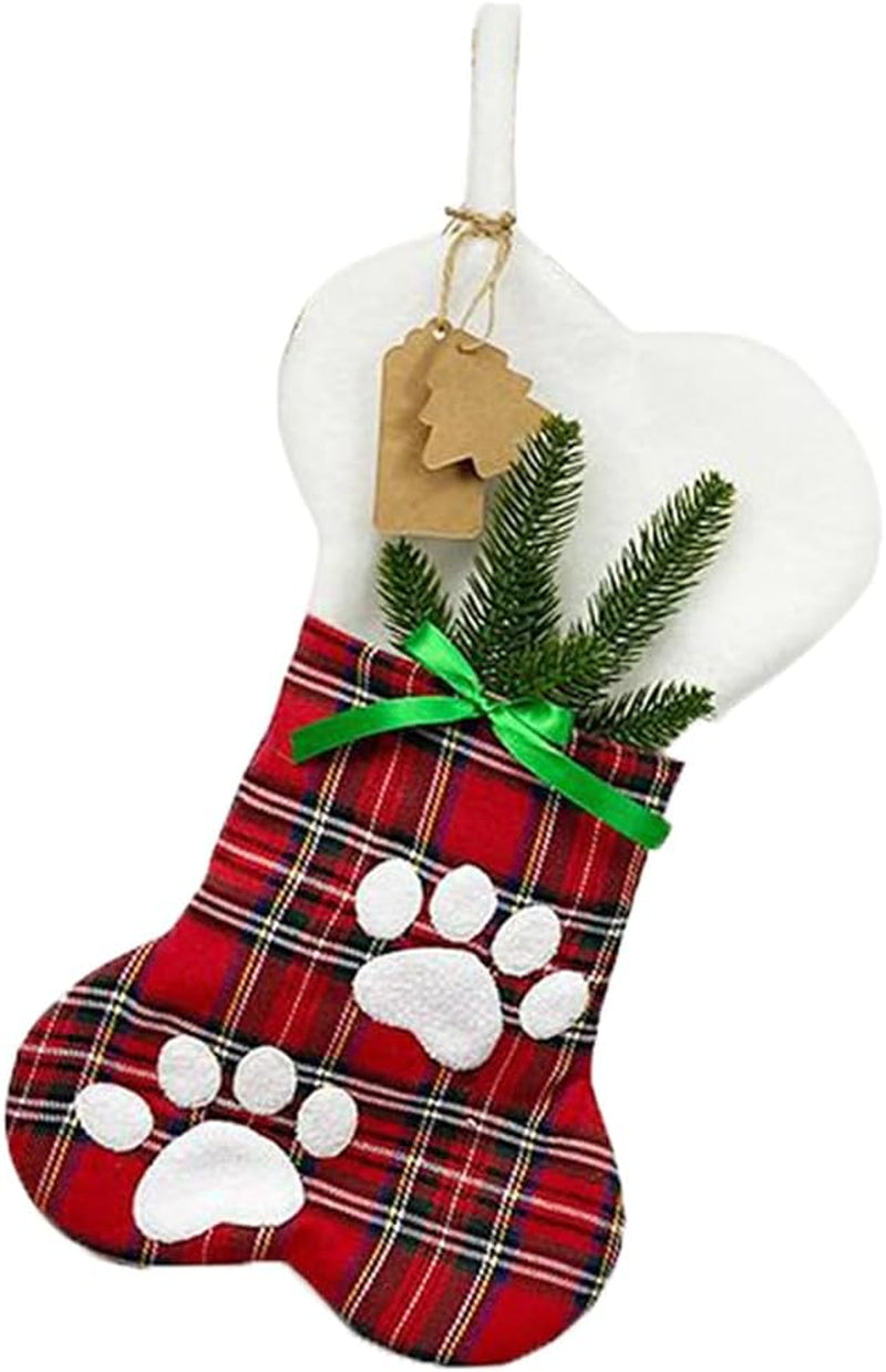Large Dog & Cat Christmas Stockings – Plush Paw-Shaped Holiday Hanging Socks