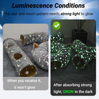 Collapsible Cat Tunnel with Plush Ball Toy – Glow-in-the-Dark Pet Play Tube for Kittens, Rabbits, Ferrets & Small Dogs, Grey Moon & Star Design