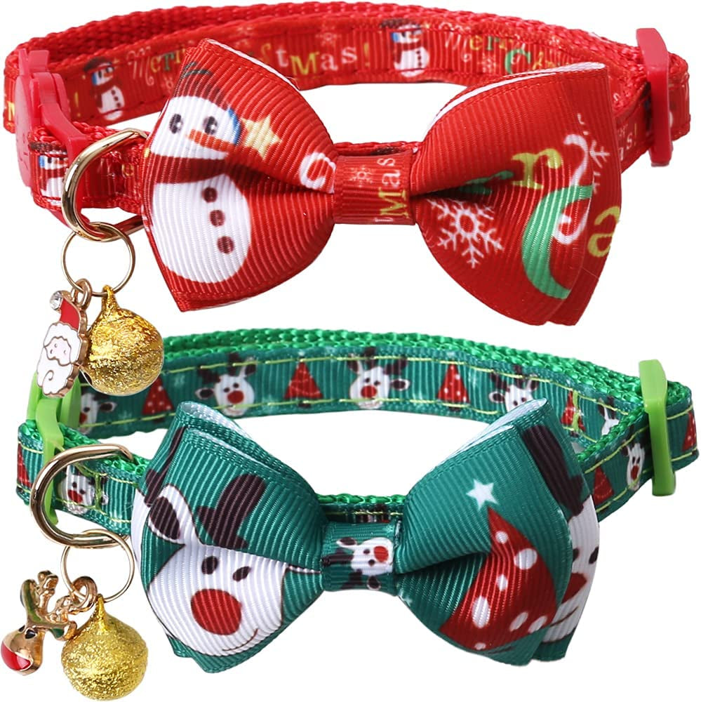 Christmas Cat Collar with Bow Tie & Bell – Adjustable Safety Breakaway for Cats & Kittens - FurriendlyPaws | Furry Friends, Happy Hearts