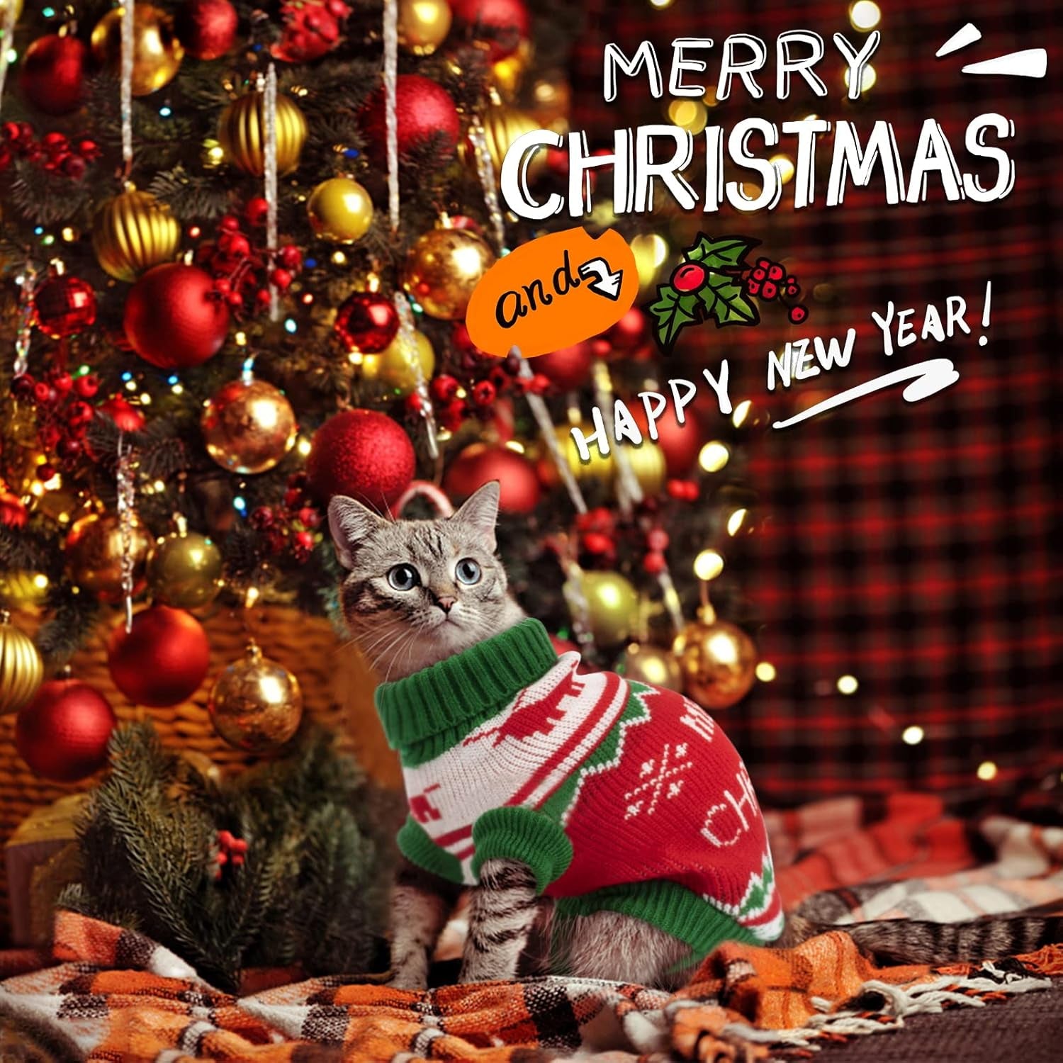 2-Pack Cat Christmas Sweaters – Warm Holiday Knitwear for Cats & Small Dogs