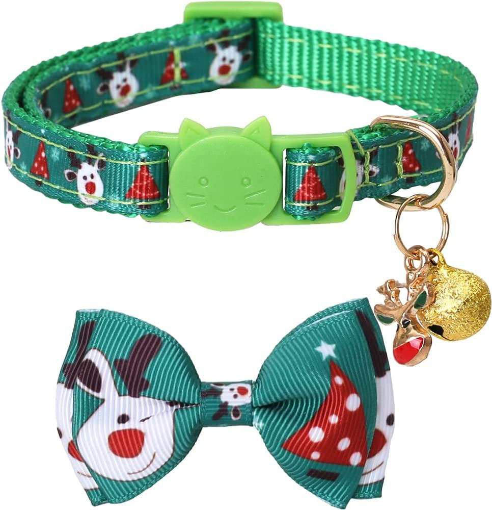 Christmas Cat Collar with Bow Tie & Bell – Adjustable Safety Breakaway for Cats & Kittens - FurriendlyPaws | Furry Friends, Happy Hearts