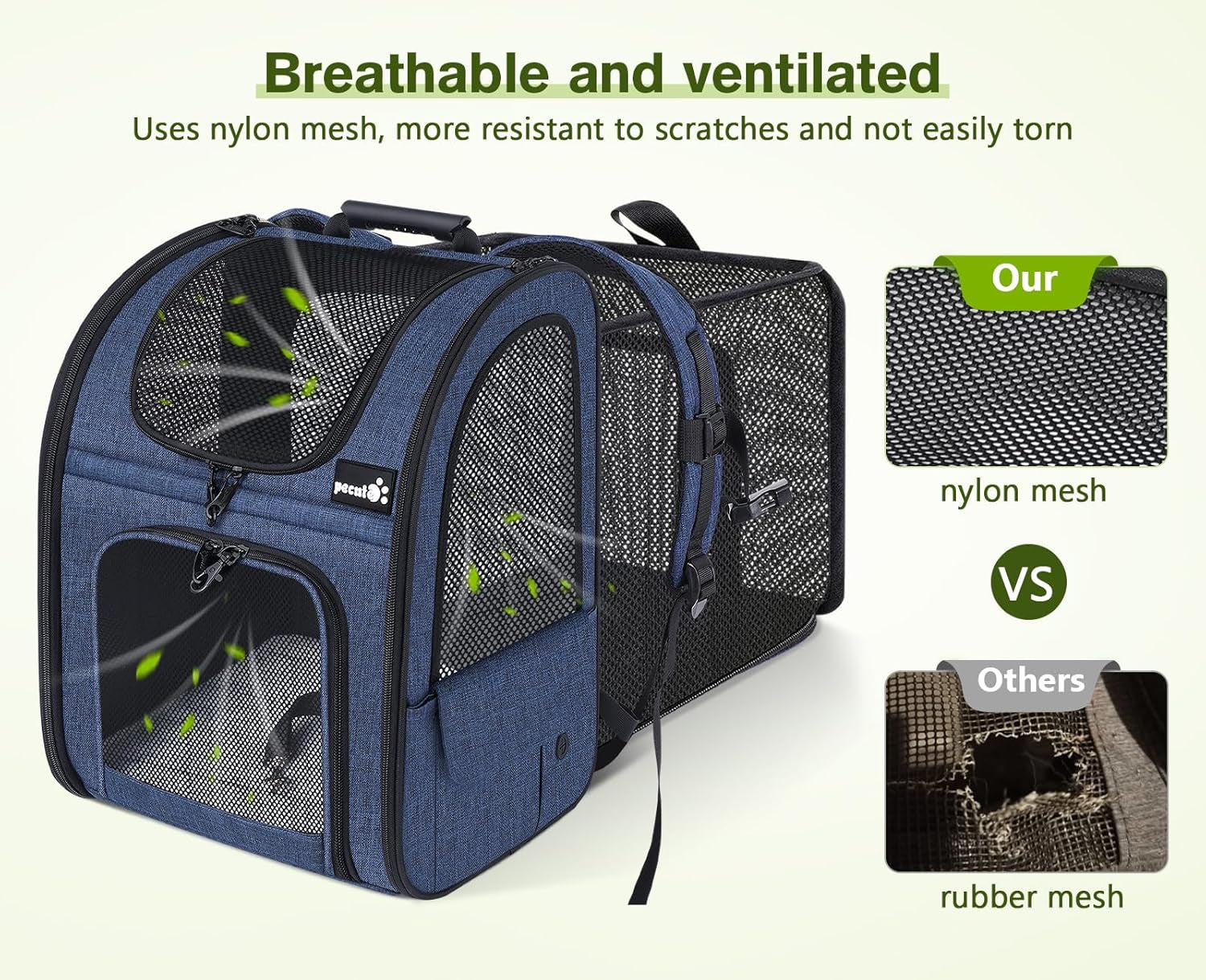Expandable Pet Carrier Backpack – Breathable Mesh Dog & Cat Travel Bag for Hiking, Camping & Outdoor Adventures (Holds up to 17 lbs)