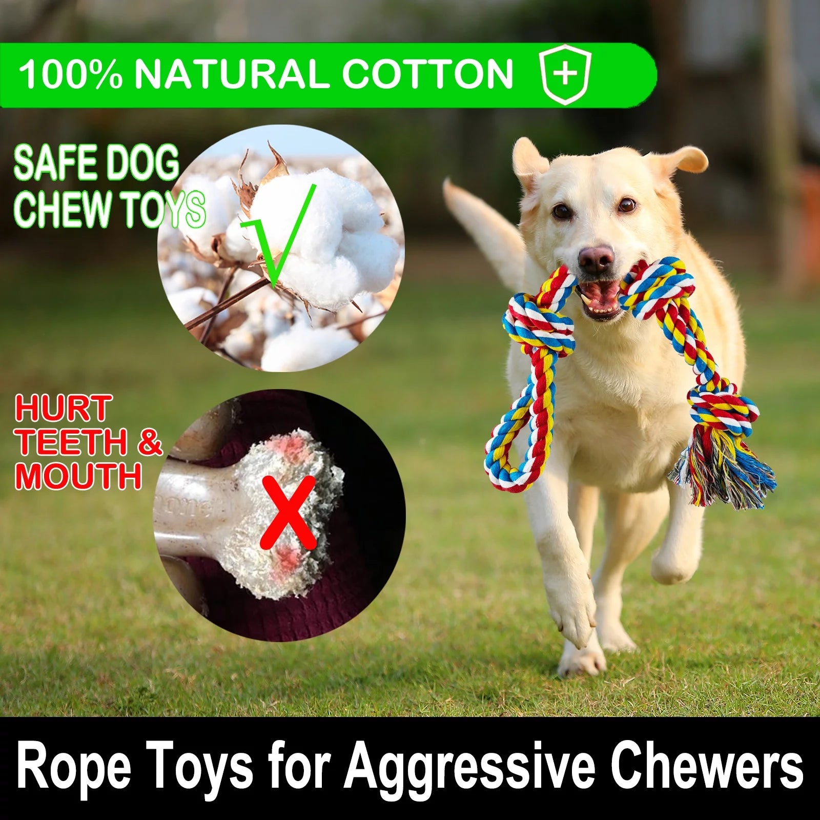Large Dog Chew Toys – 12 Pack Indestructible Cotton Rope Toys for Aggressive Chewers, Tug of War & Teething Play - FurriendlyPaws | Furry Friends, Happy Hearts