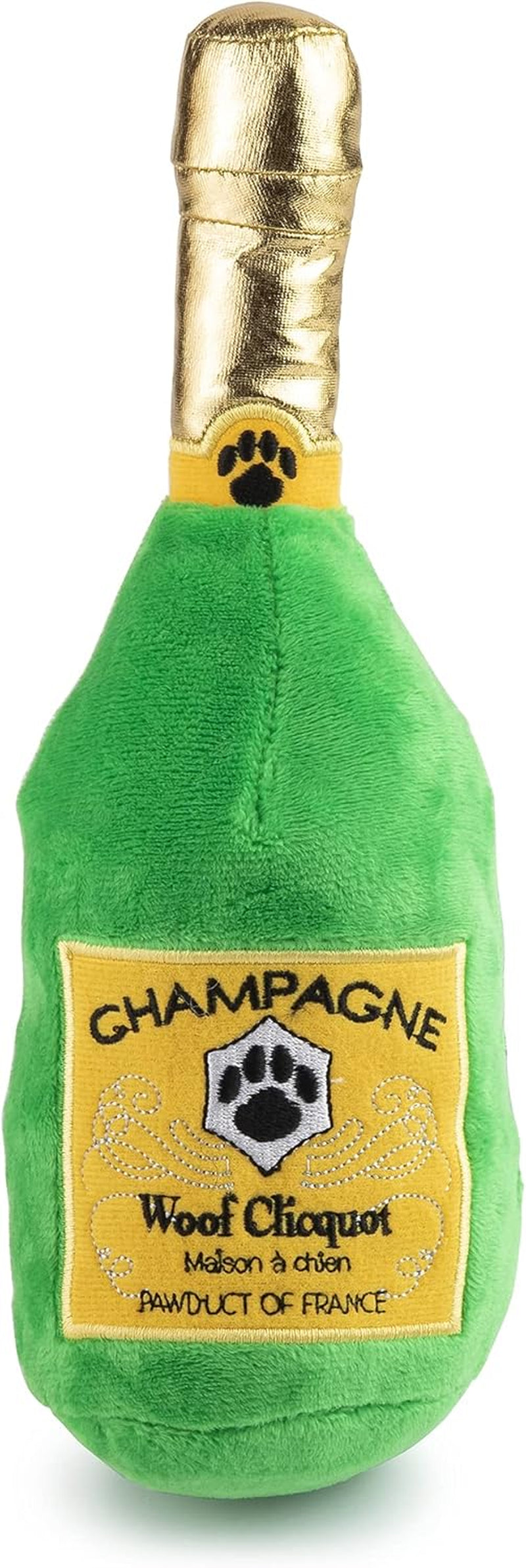 LaBarka Pawsecco Plush Dog Toy – Funny Designer Parody Toy with Squeaker for All Breeds, Soft, Stylish & Machine-Washable