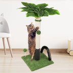 Cat Post 38" – Tall Cat Scratching Post for Indoor Cats with Dangling Ball & Spring Toy (Green)