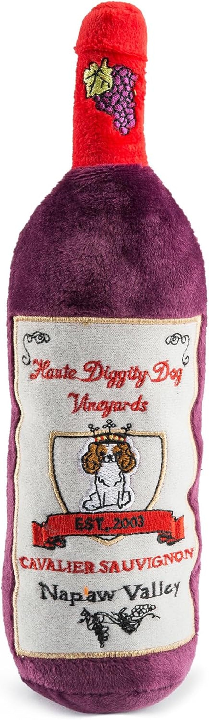 LaBarka Pawsecco Plush Dog Toy – Funny Designer Parody Toy with Squeaker for All Breeds, Soft, Stylish & Machine-Washable