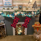 2 Pack Large Dog Christmas Stockings – Red & Black Plaid Bone-Shaped for Pets