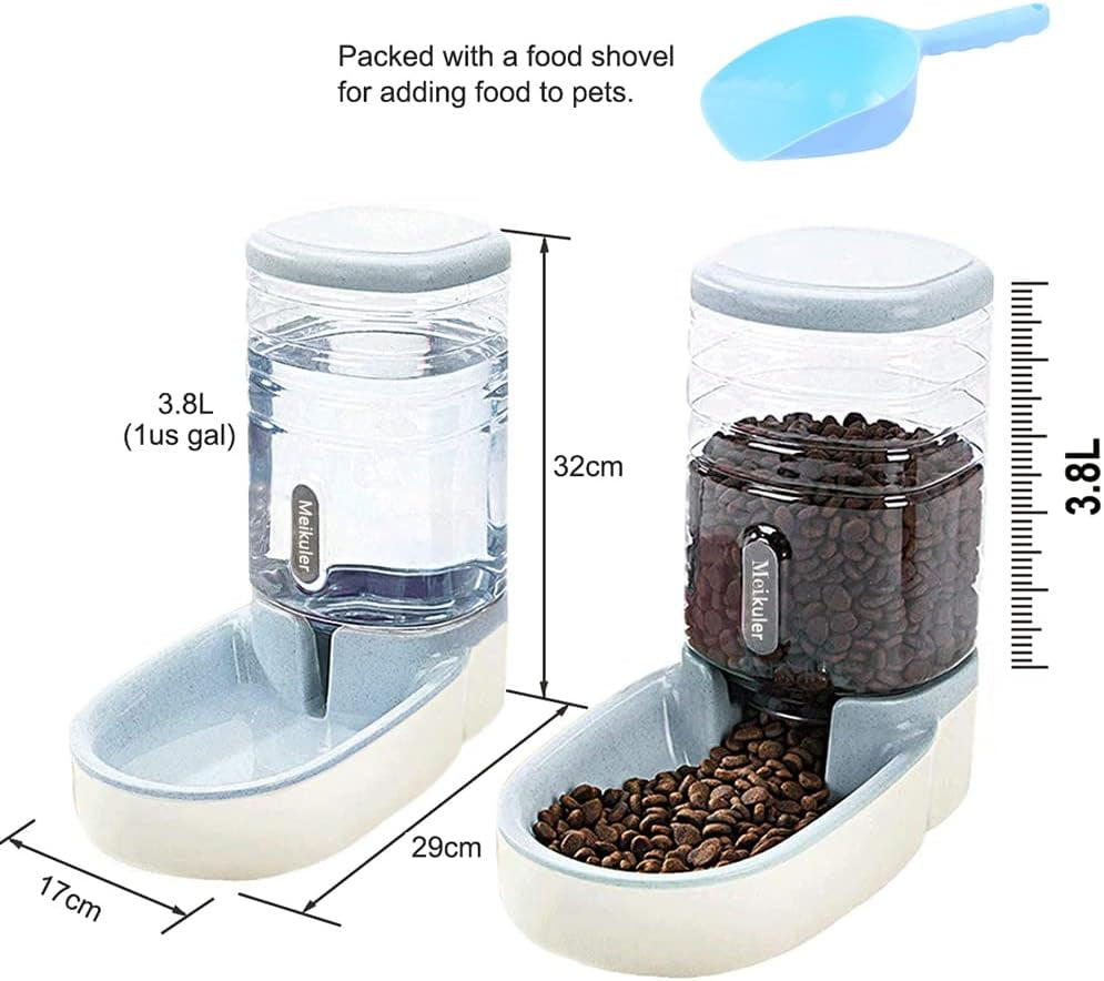 Automatic Dog Cat Feeder & Water Dispenser Set – 1 Gallon x 2