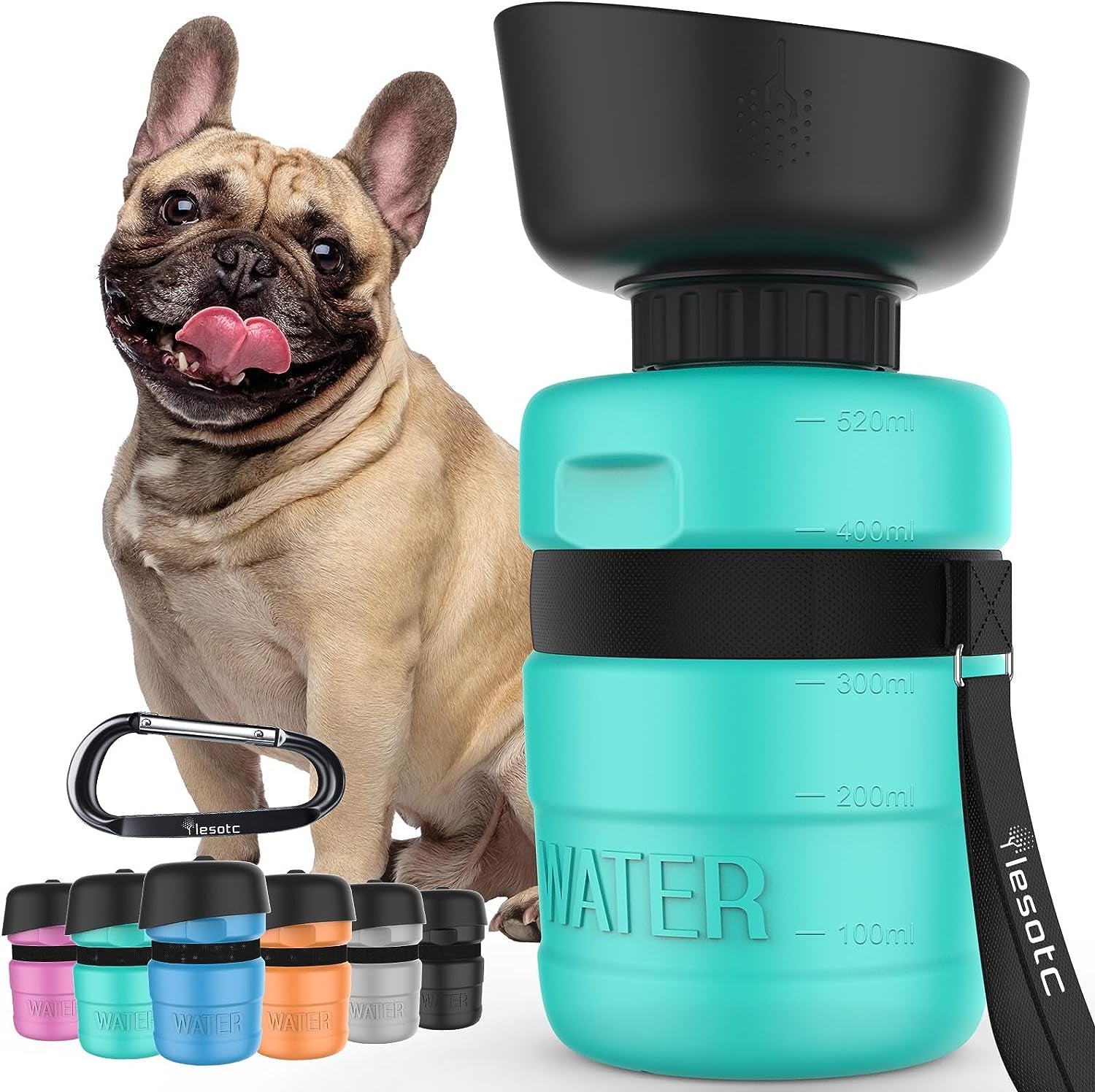 Portable Dog Water Bottle with Built-In Bowl – Leak-Proof, BPA-Free Travel Dispenser for Walks, Hiking & Outdoor Adventures