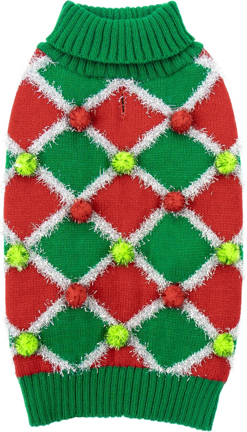 Dog Christmas Sweater Sparkly Holiday Dog Xmas Sweaters Turtleneck Puppy Winter Clothes for Small Dogs & Cats Apparel